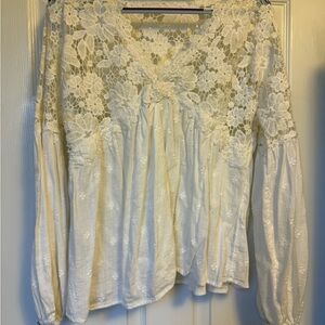 Free People Cream Lace Blouse